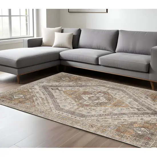 Brown and Ivory Abstract Area Rug Photo 2