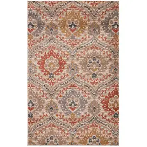 Photo of Ivory Orange And Gray Floral Stain Resistant Area Rug