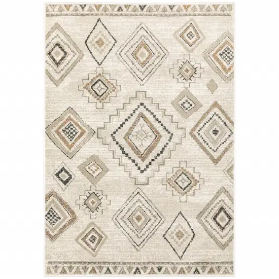 Ivory Orange Tan Black And Grey Southwestern Power Loom Stain Resistant Area Rug Photo 1