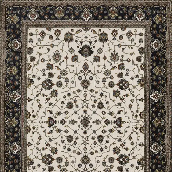 Ivory Oriental Area Rug With Fringe Photo 7