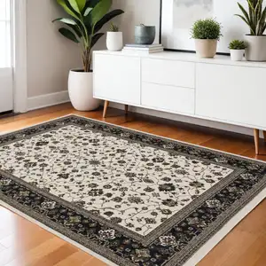 Photo of Ivory Oriental Area Rug With Fringe