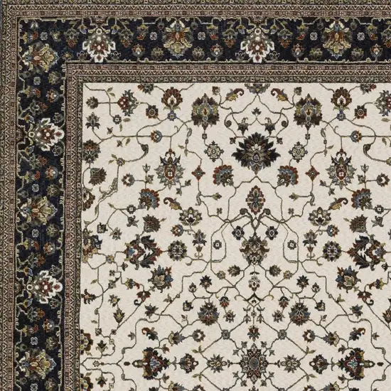 Ivory Oriental Area Rug With Fringe Photo 6