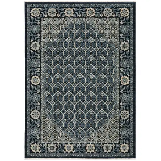 Ivory Oriental Area Rug With Fringe Photo 2