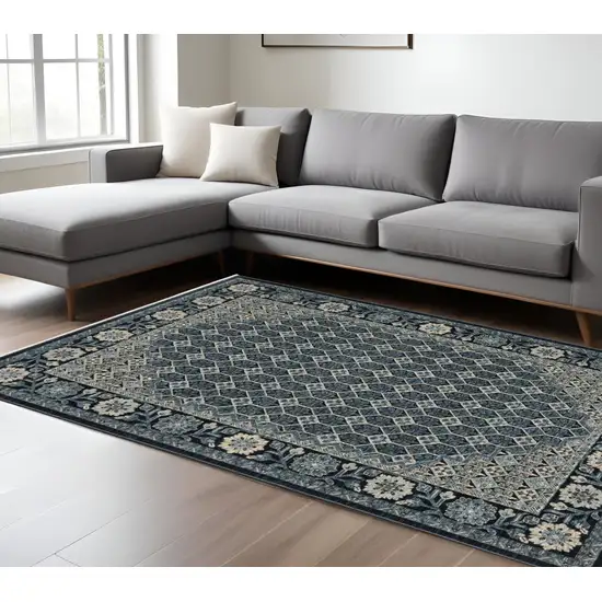 Ivory Oriental Area Rug With Fringe Photo 1