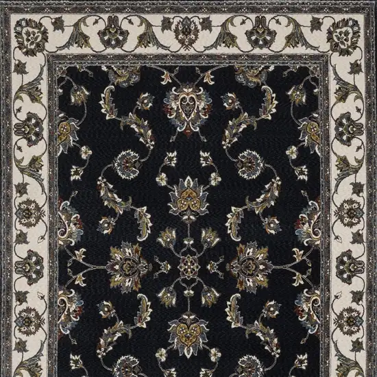 Ivory Oriental Area Rug With Fringe Photo 8