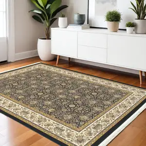 Photo of Ivory Oriental Area Rug With Fringe