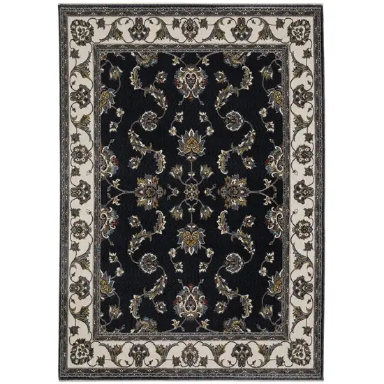 Ivory Oriental Area Rug With Fringe Photo 2