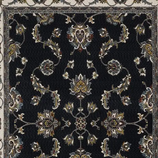 Ivory Oriental Area Rug With Fringe Photo 9