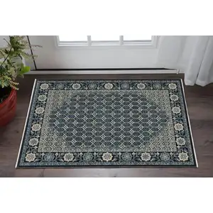 Photo of Ivory Oriental Area Rug With Fringe