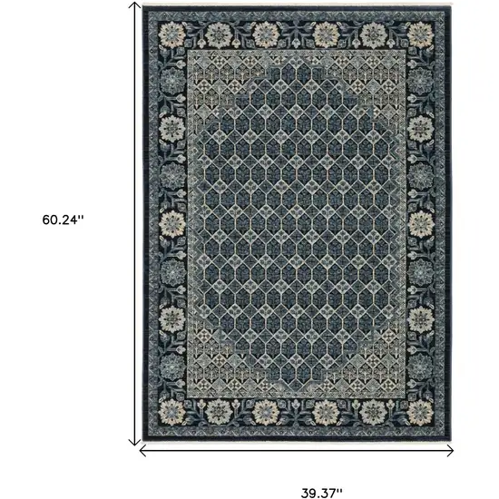 Ivory Oriental Area Rug With Fringe Photo 3