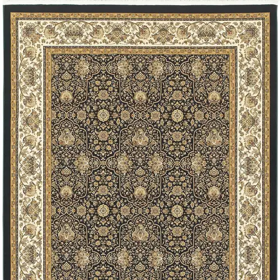 Ivory Oriental Area Rug With Fringe Photo 5