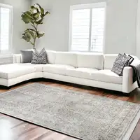 Photo of Ivory Oriental Distressed Area Rug With Fringe