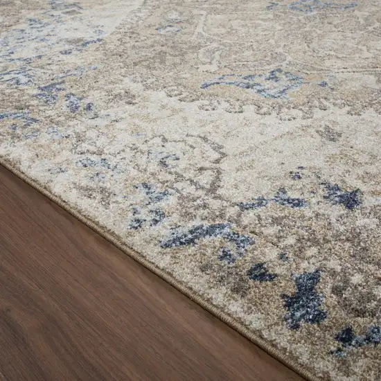 Ivory Oriental Distressed Area Rug Photo 7