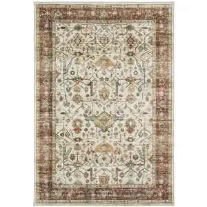 Photo of Ivory Oriental Distressed Area Rug