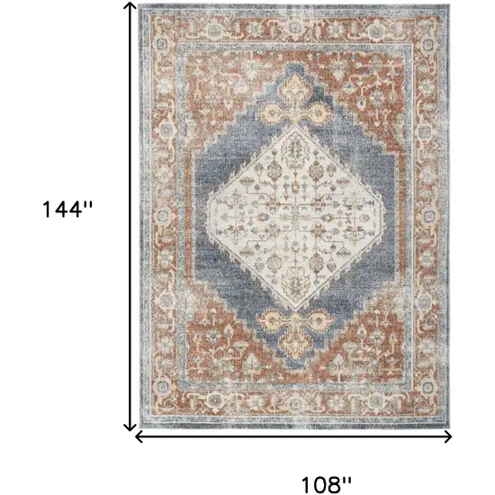 Ivory Oriental Power Loom Distressed Area Rug Photo 9