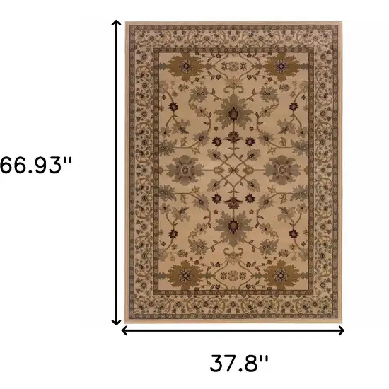 Ivory Oriental Power Loom Stain Resistant Area Rug Photo 4