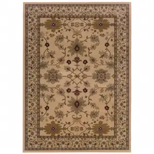 Photo of Ivory Oriental Power Loom Stain Resistant Area Rug