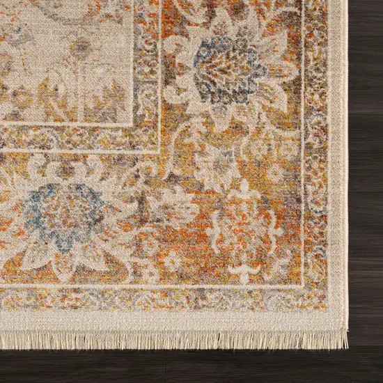 Ivory Oriental Runner Rug Photo 3