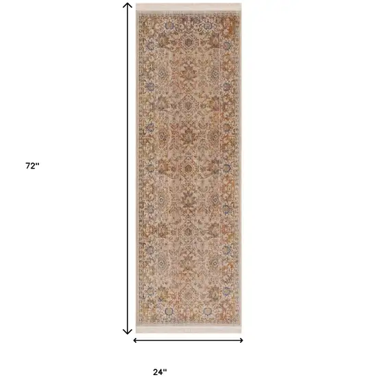 Ivory Oriental Runner Rug Photo 7