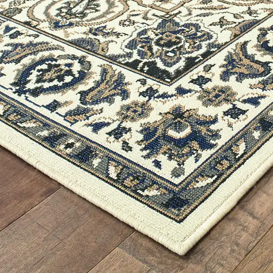 Ivory Oriental Stain Resistant Indoor Outdoor Area Rug Photo 4