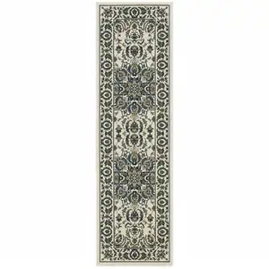 Photo of Ivory Oriental Stain Resistant Indoor Outdoor Area Rug