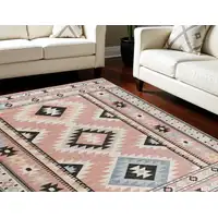 Photo of Ivory Pink And Black Geometric Flatweave Area Rug