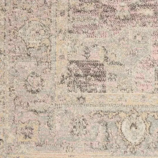 Ivory Pink And Gray Floral Distressed Area Rug Photo 5