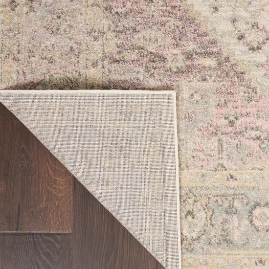 Ivory Pink And Gray Floral Distressed Area Rug Photo 6