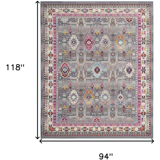 Ivory Pink And Gray Floral Distressed Non Skid Area Rug Photo 3