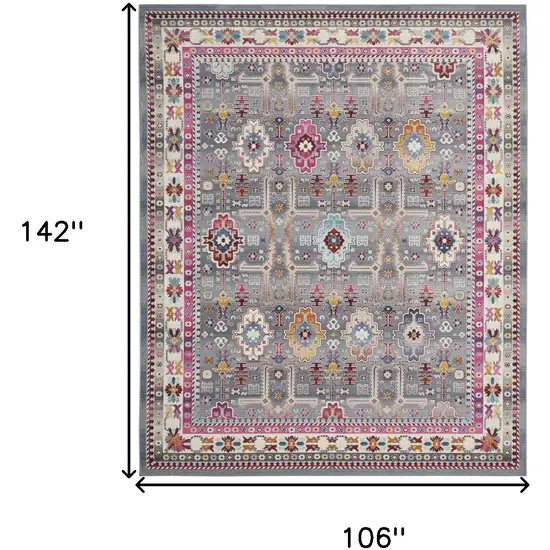 Ivory Pink And Gray Floral Distressed Non Skid Area Rug Photo 3