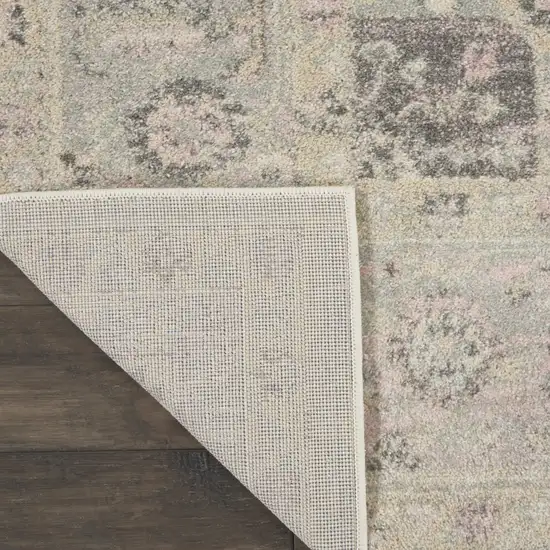 Ivory Pink And Gray Floral Medallion Distressed Area Rug Photo 5