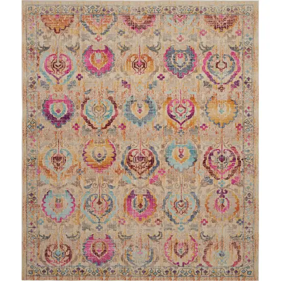 Ivory Pink And Orange Floral Distressed Non Skid Area Rug Photo 2