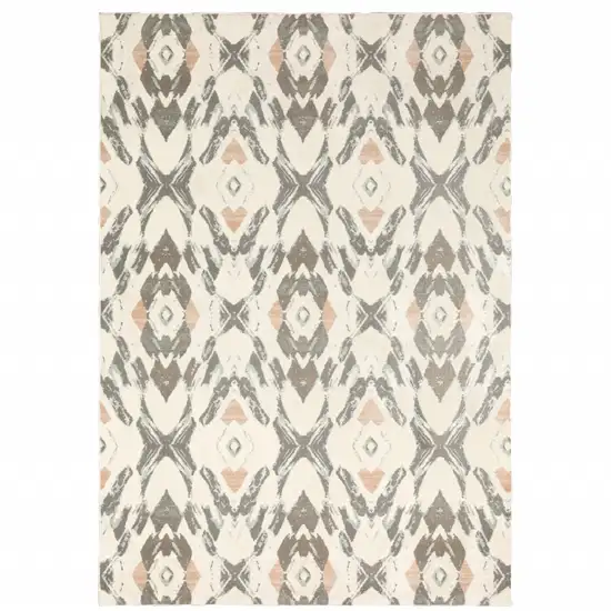 Ivory Pink And Sage Geometric Power Loom Stain Resistant Area Rug Photo 1