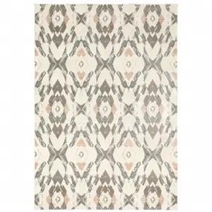 Photo of Ivory Pink And Sage Geometric Power Loom Stain Resistant Area Rug