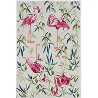 Photo of Ivory Pink Hand Hooked Flamingo Indoor Accent Rug