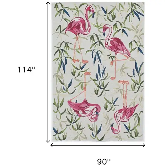 Ivory Pink Hand Hooked Flamingo Indoor Area Rug Photo 3