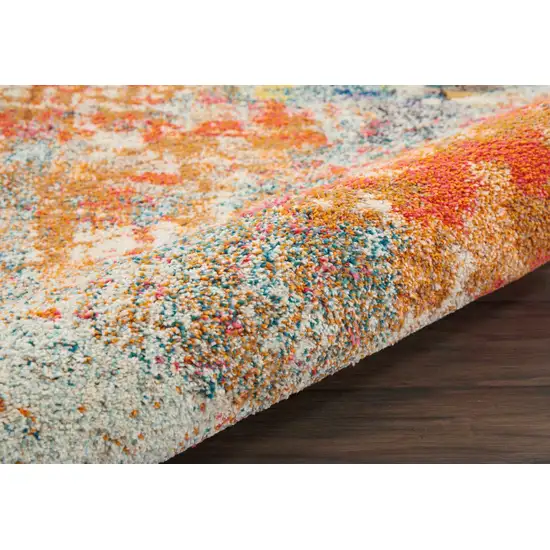 Ivory Pink and Orange Abstract Distressed Non Skid Area Rug Photo 5