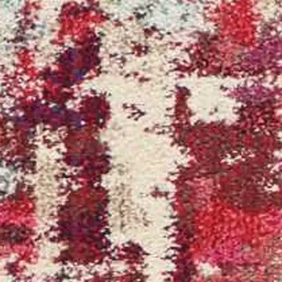 Ivory Pink and Orange Abstract Distressed Non Skid Area Rug Photo 7