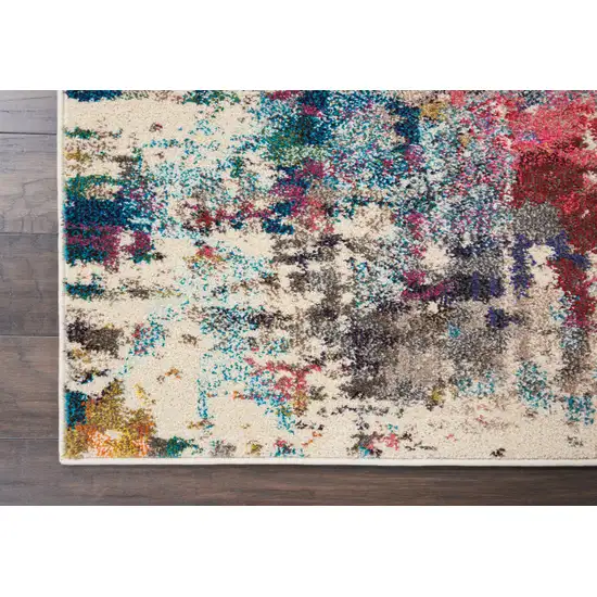 Ivory Pink and Orange Abstract Distressed Non Skid Area Rug Photo 4