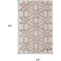 Photo of Ivory Pink and Tan Wool Geometric Hand Tufted Area Rug