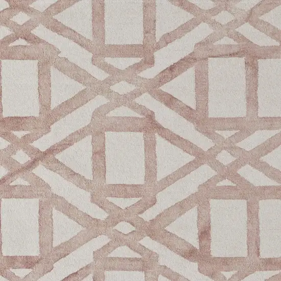 Ivory Pink and Tan Wool Geometric Hand Tufted Area Rug Photo 6