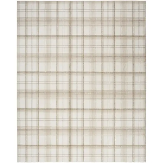 Ivory Plaid Power Loom Area Rug Photo 2