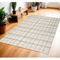 Photo of Ivory Plaid Power Loom Area Rug