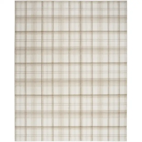 Ivory Plaid Power Loom Area Rug Photo 4