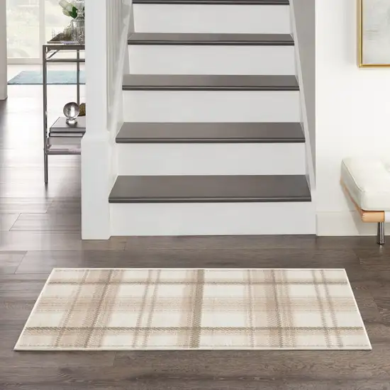 Ivory Plaid Power Loom Area Rug Photo 9