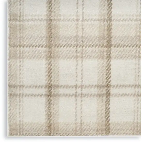 Ivory Plaid Power Loom Area Rug Photo 7