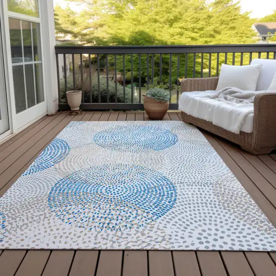 Ivory Polka Dot Washable Non Skid Indoor Outdoor Area Rug Photo 7