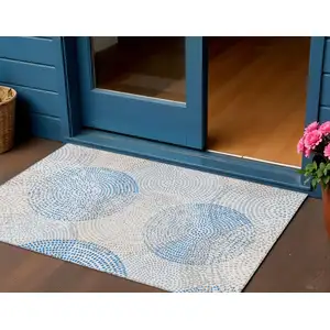 Photo of Ivory Polka Dot Washable Non Skid Indoor Outdoor Area Rug