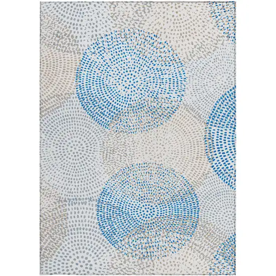 Ivory Polka Dot Washable Non Skid Indoor Outdoor Area Rug Photo 6