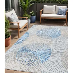 Photo of Ivory Polka Dot Washable Non Skid Indoor Outdoor Area Rug